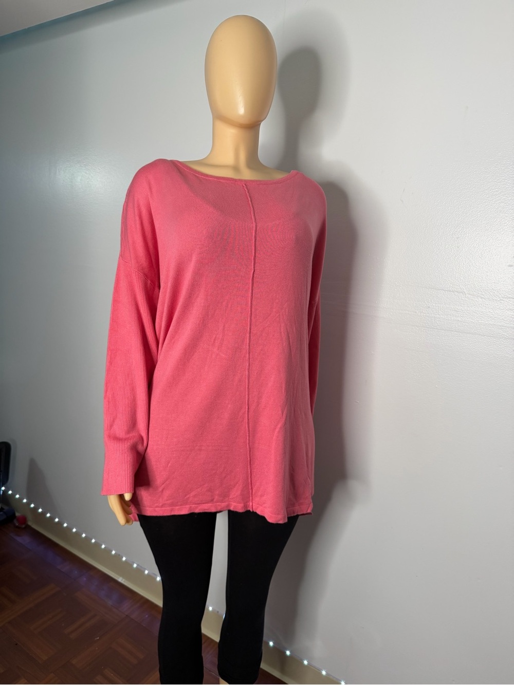 Women's Lightweight Long-Sleeve Boatneck Top - Pink